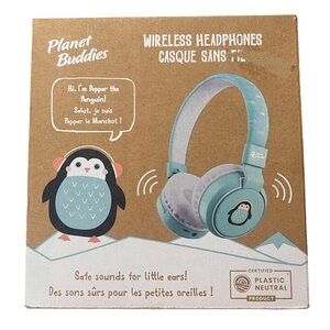 Planet Buddies Kids Wireless Headphones - Blue Pepper the Penguin NEW